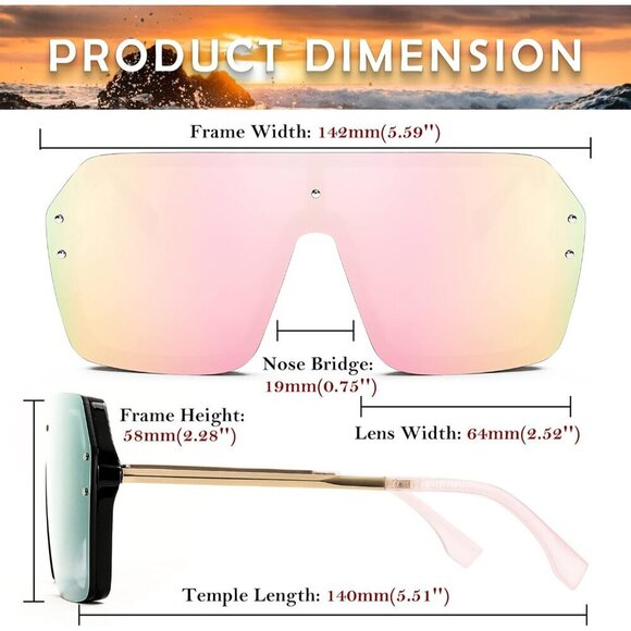 Sunglasses Frameless UV400 Stylish Retro Women Men Pool Beach Drive main image 4